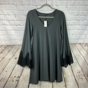Express Gray Dark Fairycore Pullover Bell Sleeve Whimsigoth Dress Size Small NWT